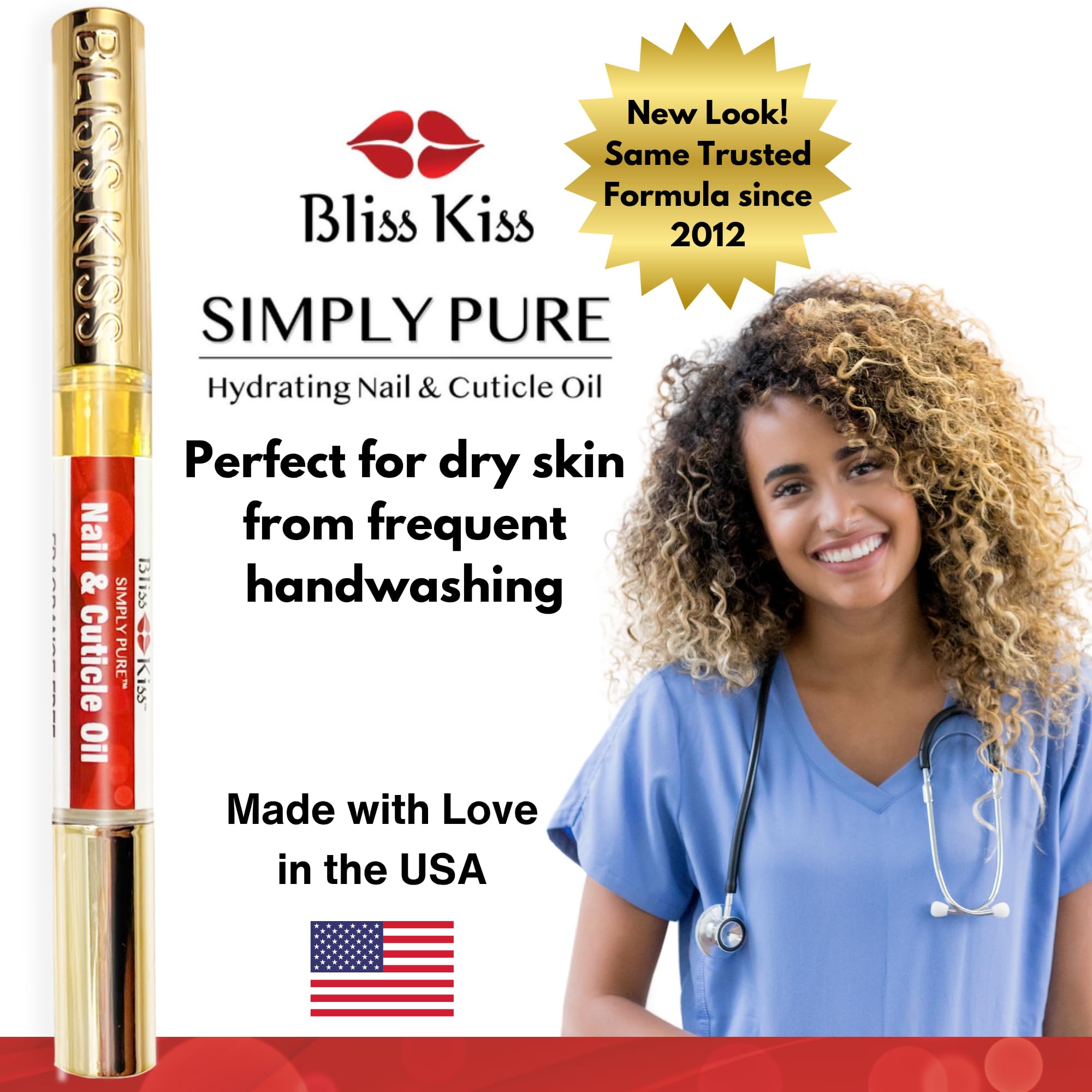 Bliss Kiss four-pack on desk or in purse for touch-ups.