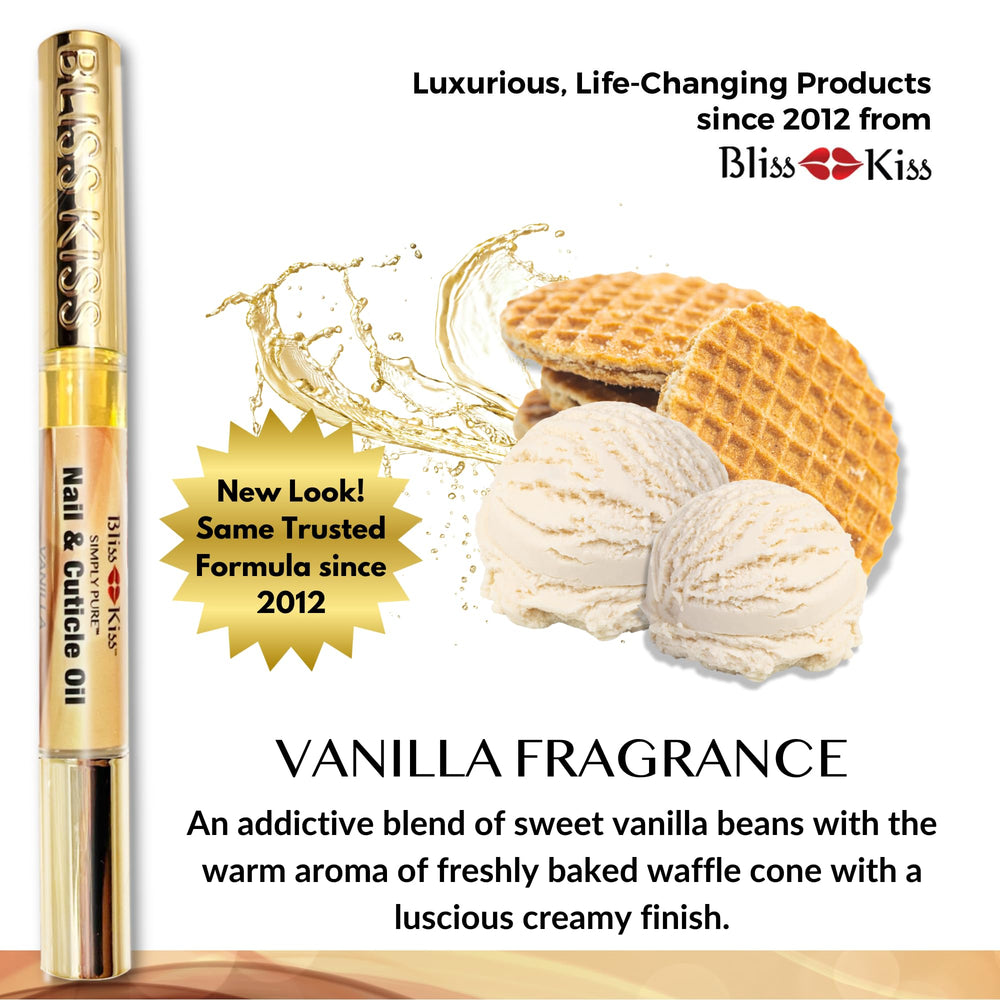 Bliss Kiss Simply Pure Nail Oil Pen vanilla quick-absorbing finish on skin