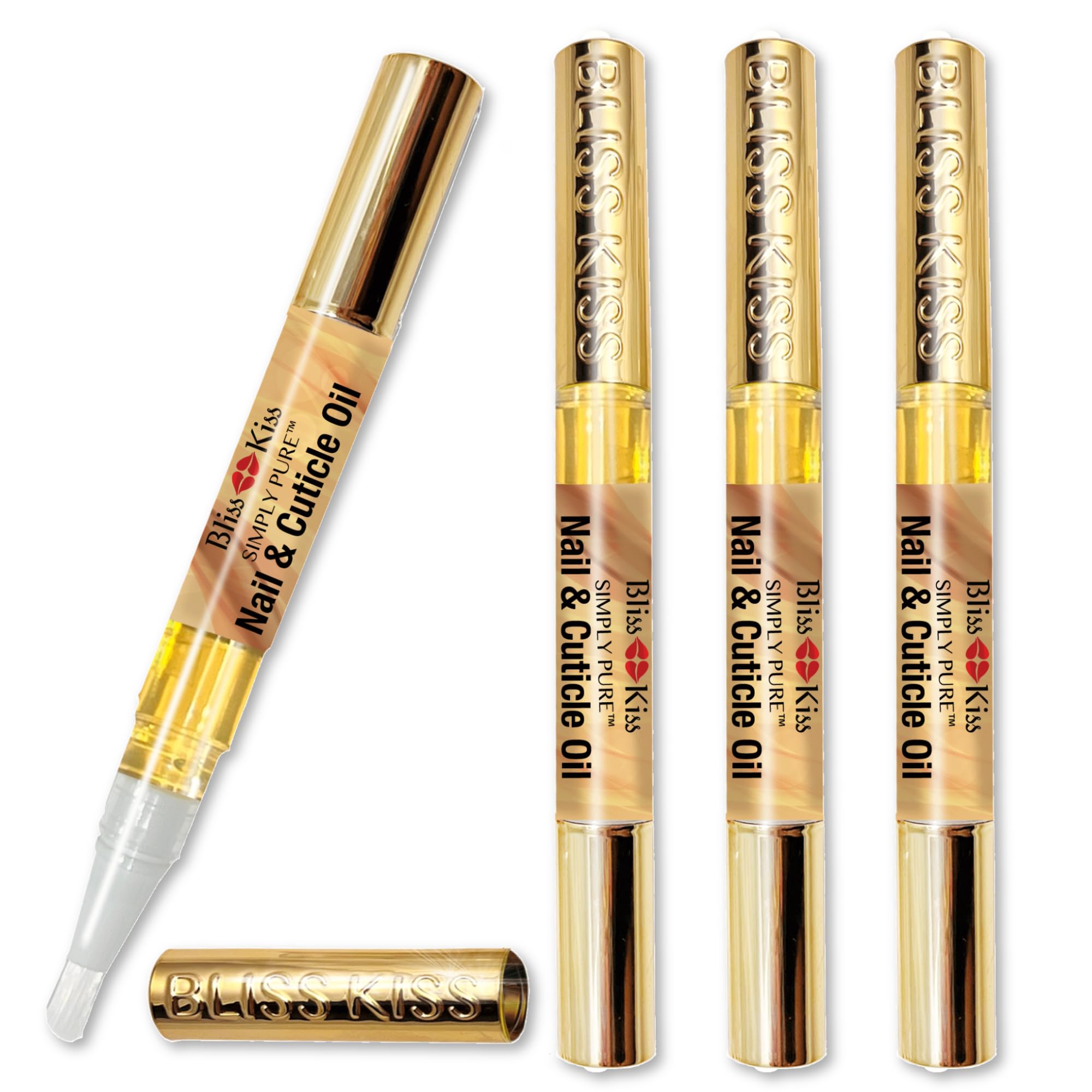 Bliss Kiss vanilla nail oil pens hydrate nails with a silky fragrance.