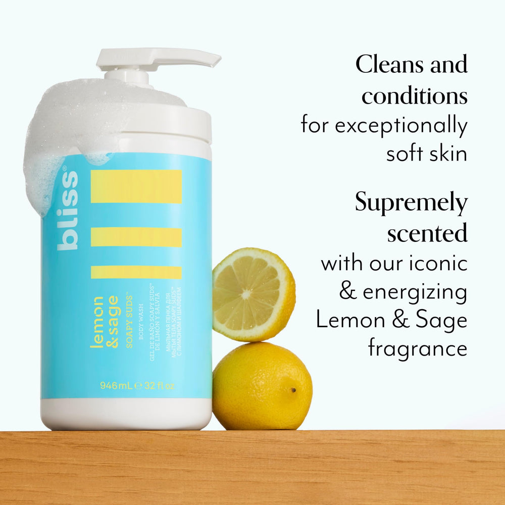 Bliss Lemon & Sage fragrance brightens the shower and daily routine.