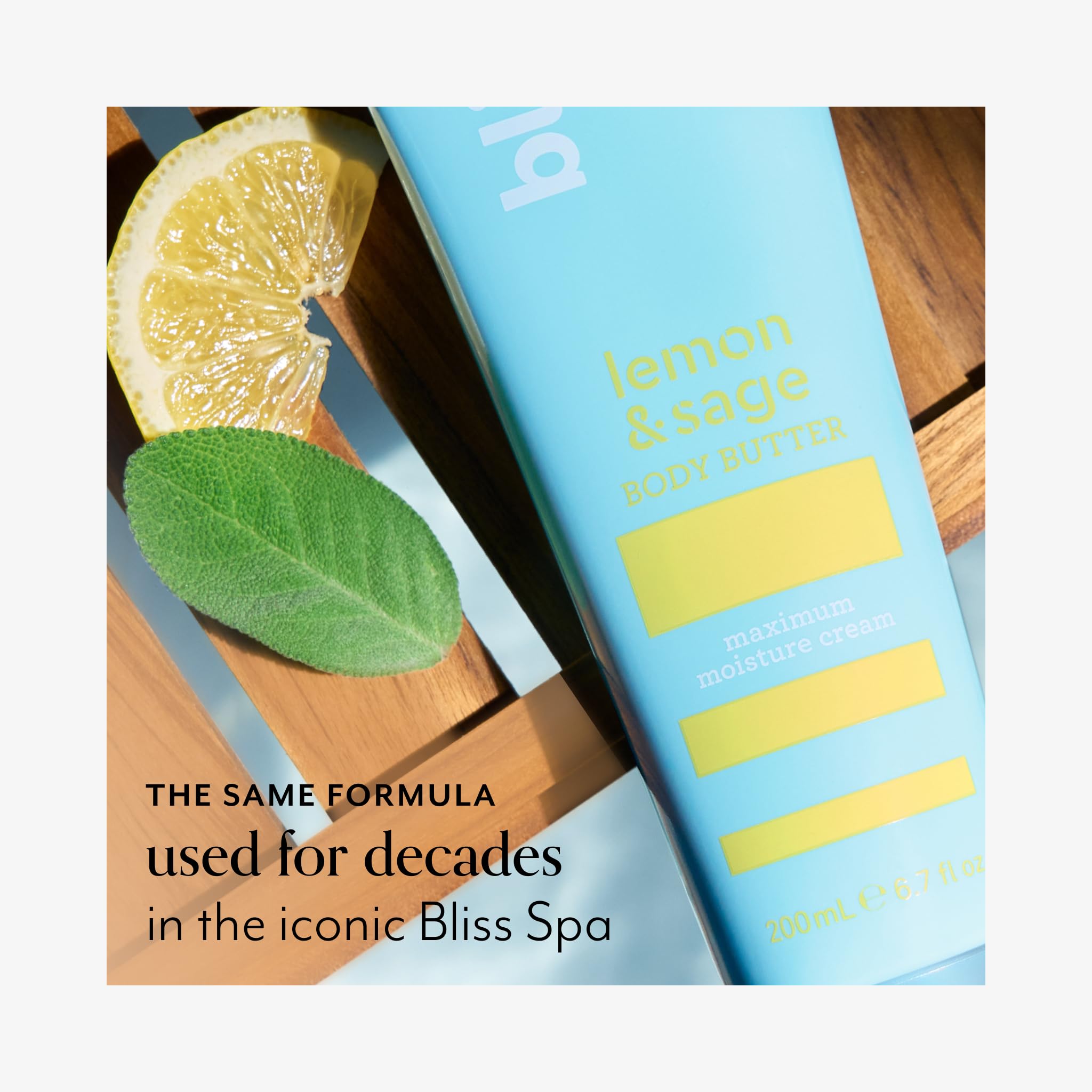 Bliss Manteca Corporal Limón y Salvia, aplicación suave en manos y brazos