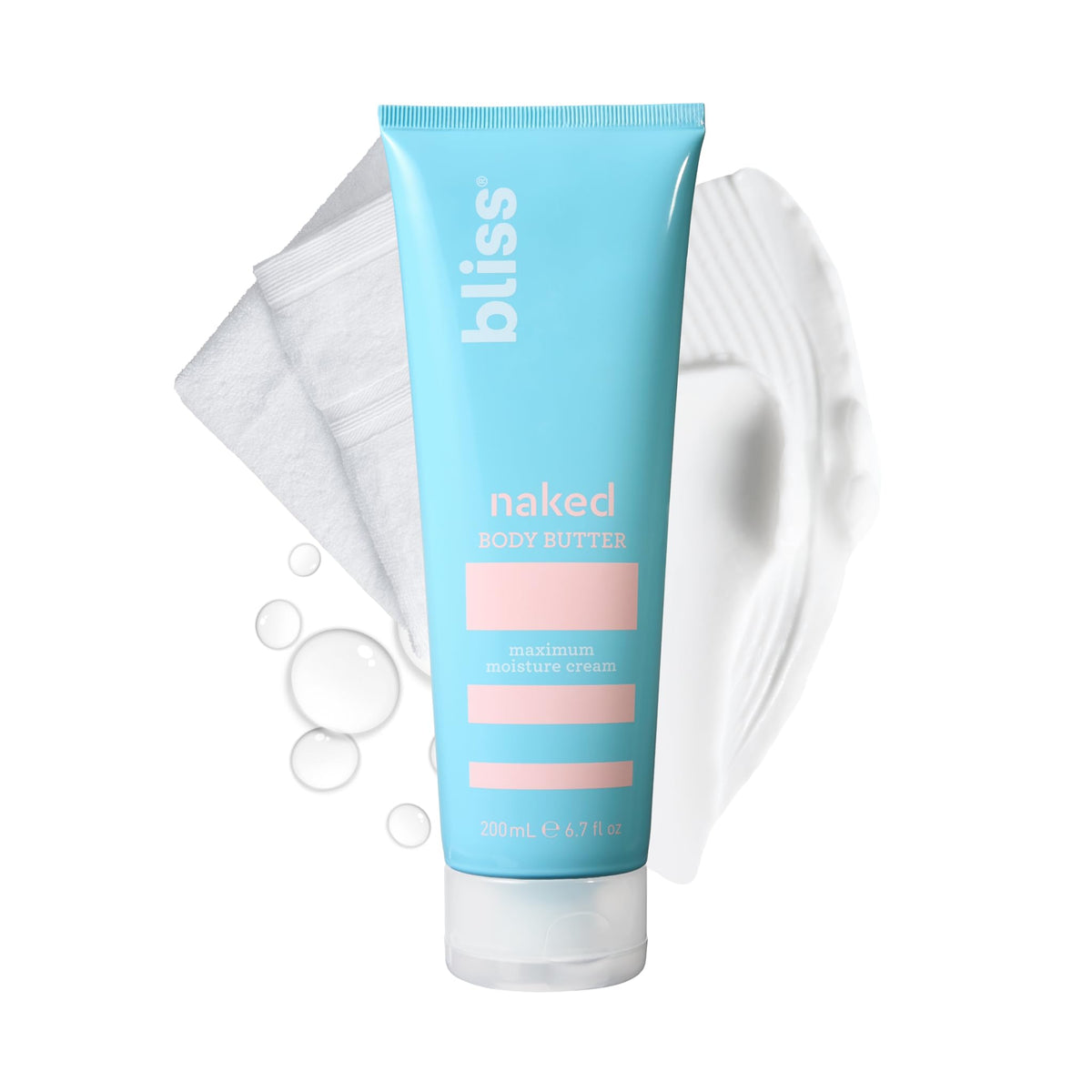 Bliss Naked Body Butter unscented jar for fragrance-free daily hydration.