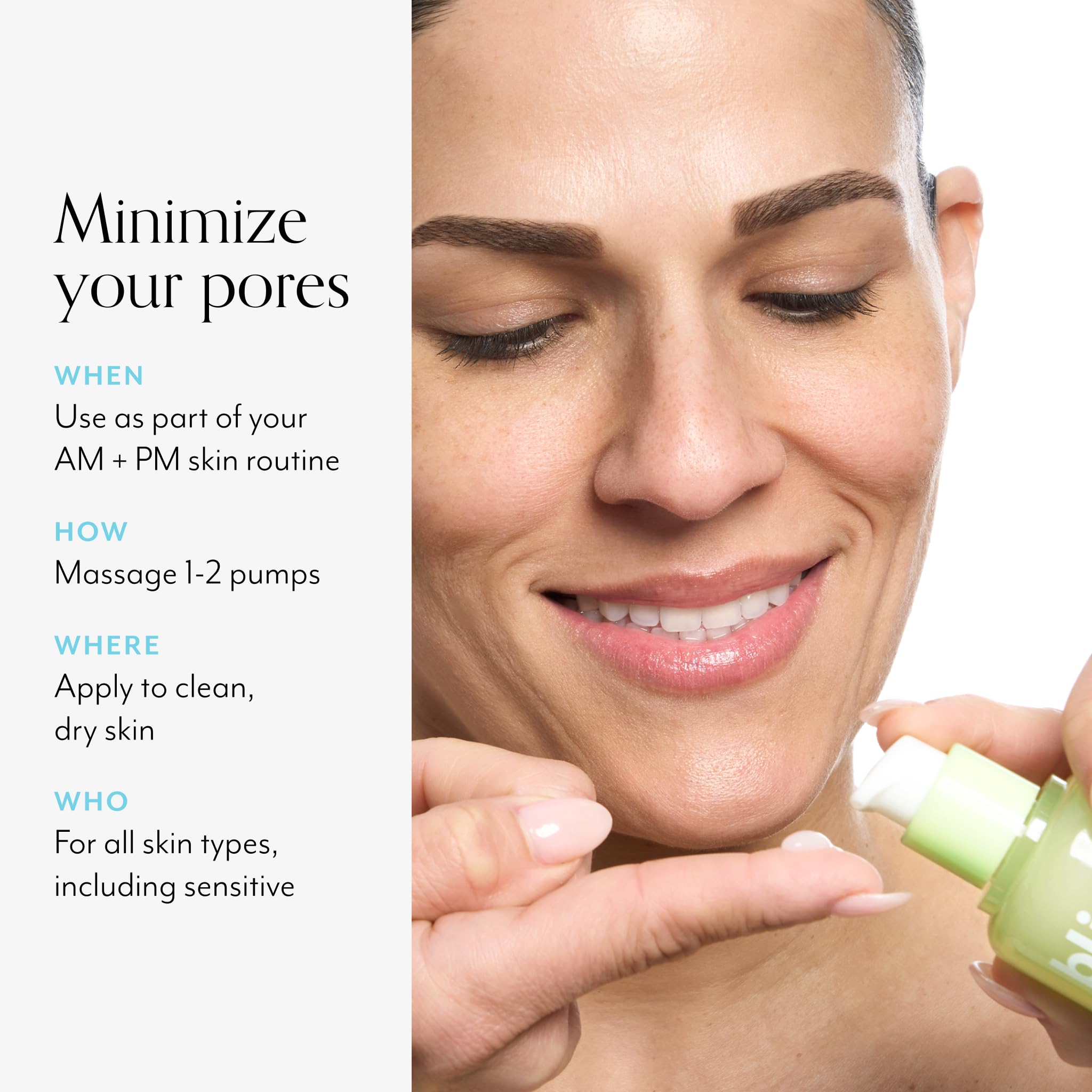 Bliss Niacinamide Serum application on skin during routine.