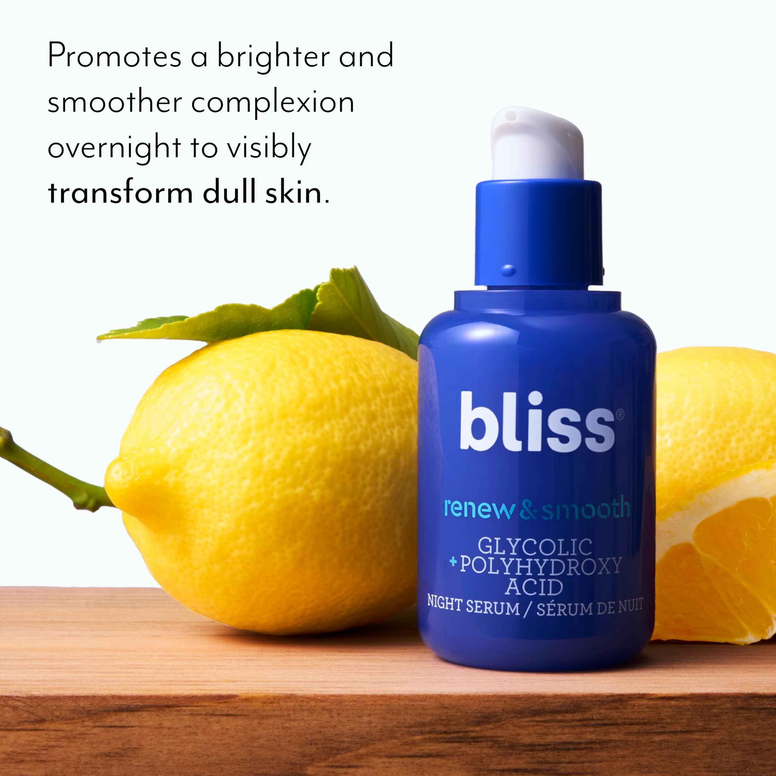 Six-acid blend visual indicates multi-acid exfoliation with Bliss.