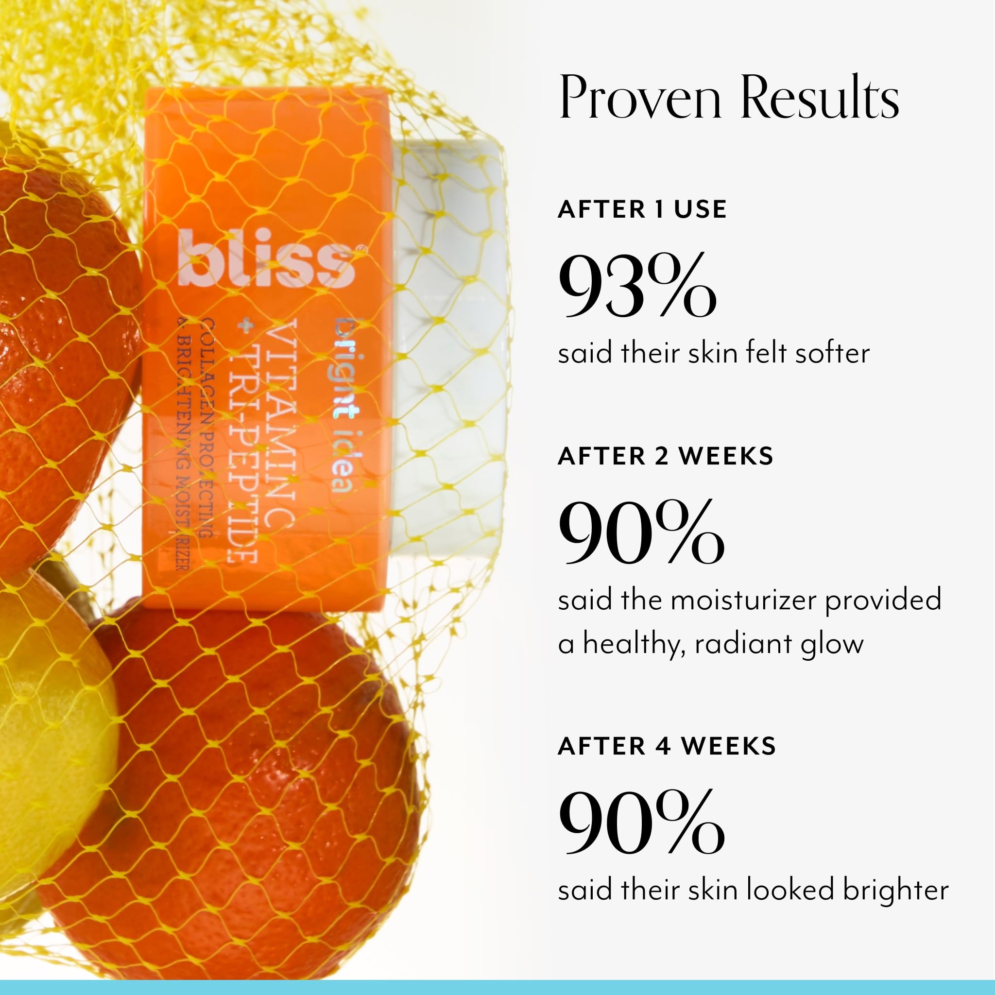 Texture close-up of Bliss Vitamin C + Tri-Peptide Brightening Moisturizer.