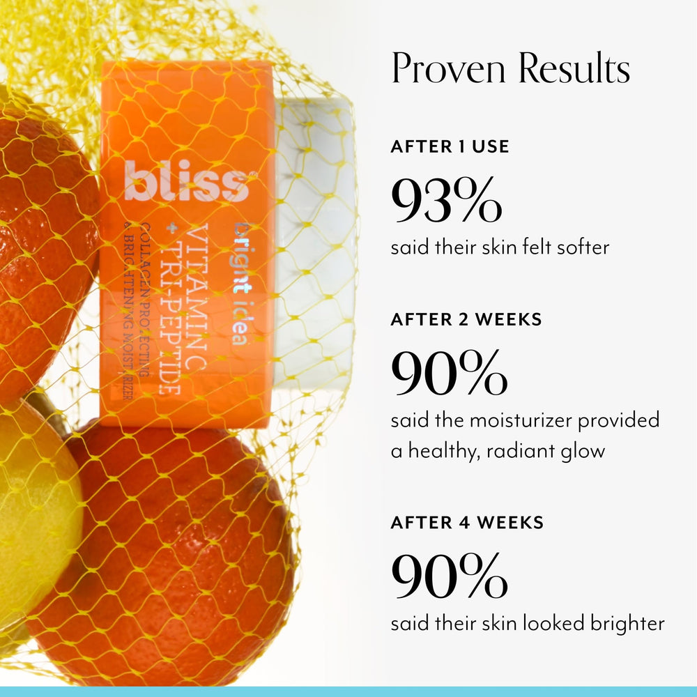 Texture close-up of Bliss Vitamin C + Tri-Peptide Brightening Moisturizer.