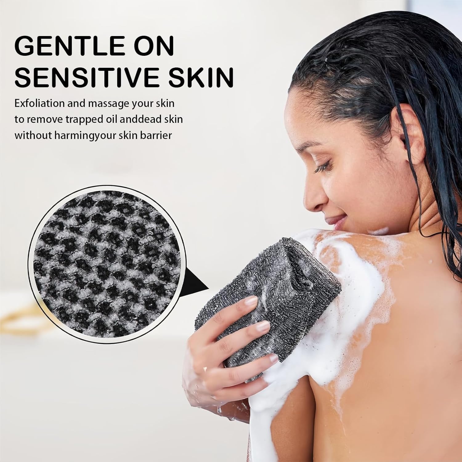 toalla Blissal para cara y cuerpo, exfoliación suave y eficaz