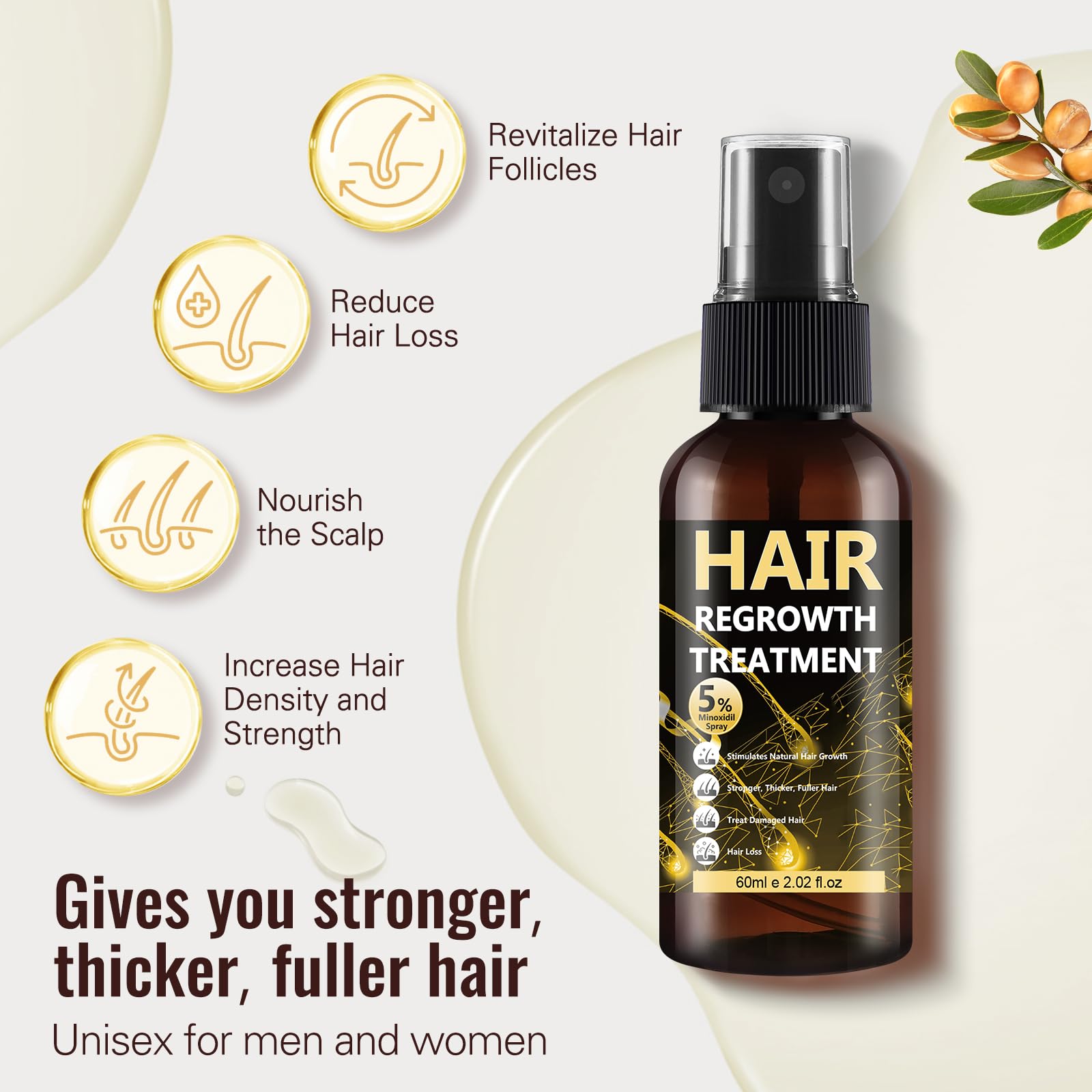 BLISSMATE minoxidil con aplicador-atomizador, aplicación precisa para cuero cabelludo sin esfuerzo.