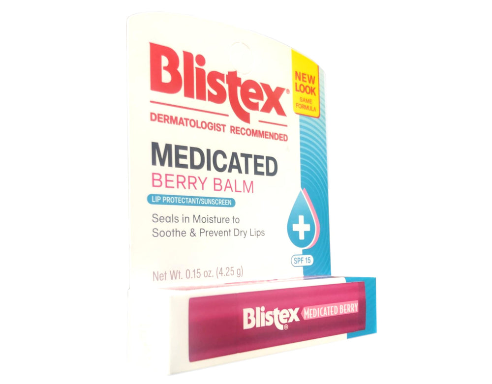 Blistex balsamo labial medicado de bayas, aplicador, alivio y cuidado diario de labios con SPF.