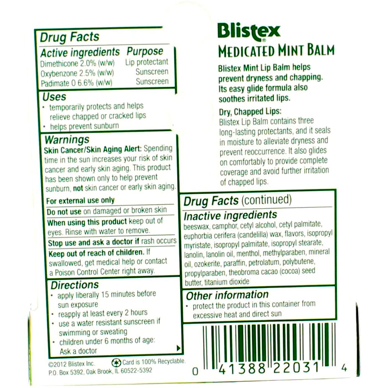 Blistex balsamo labial refrescante de menta.