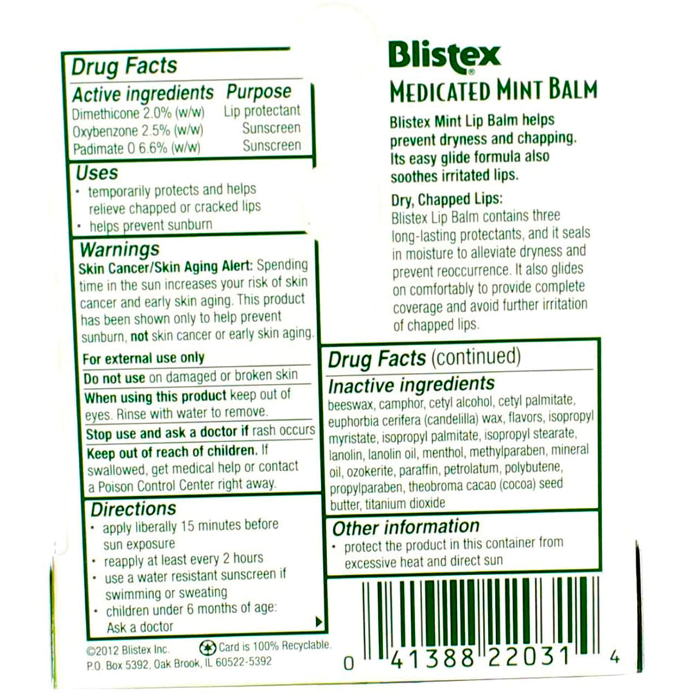 Blistex balsamo labial refrescante de menta.
