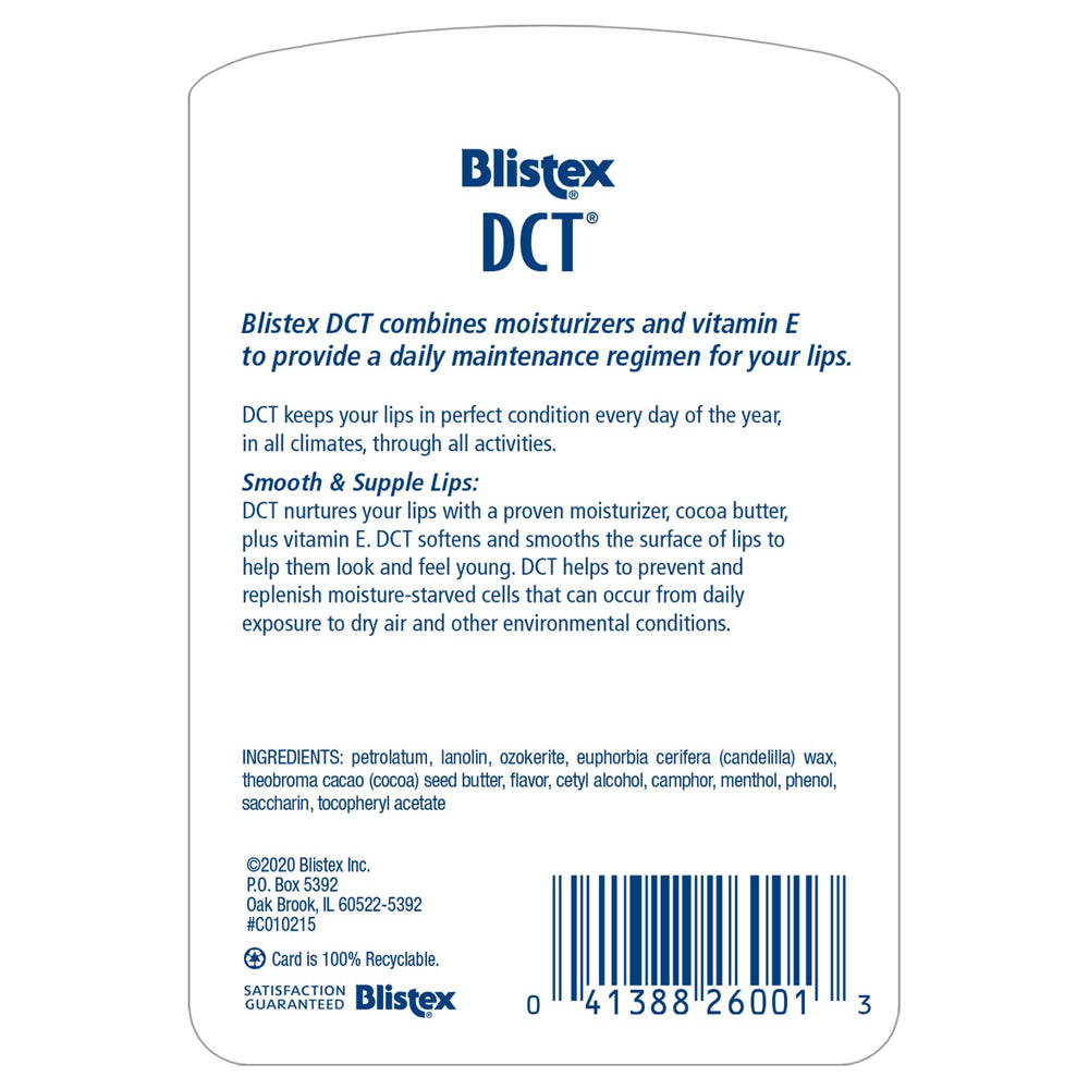 Blistex DCT all-climates lip care protects lips across environments.