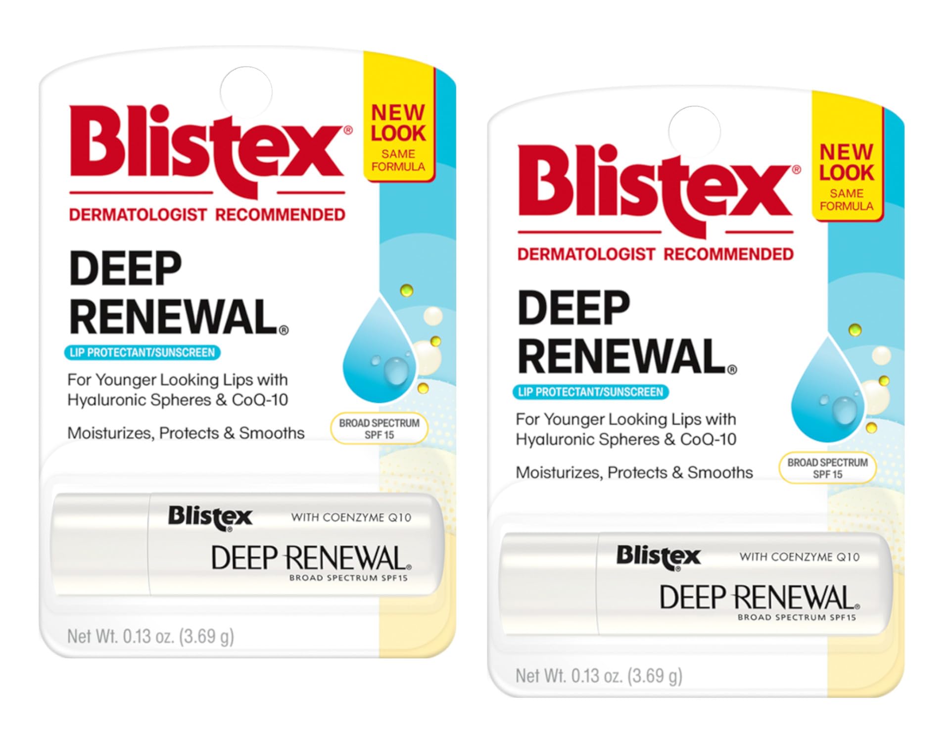 Blistex Deep Renewal lip balm tube exterior showing packaging for moisture and protection