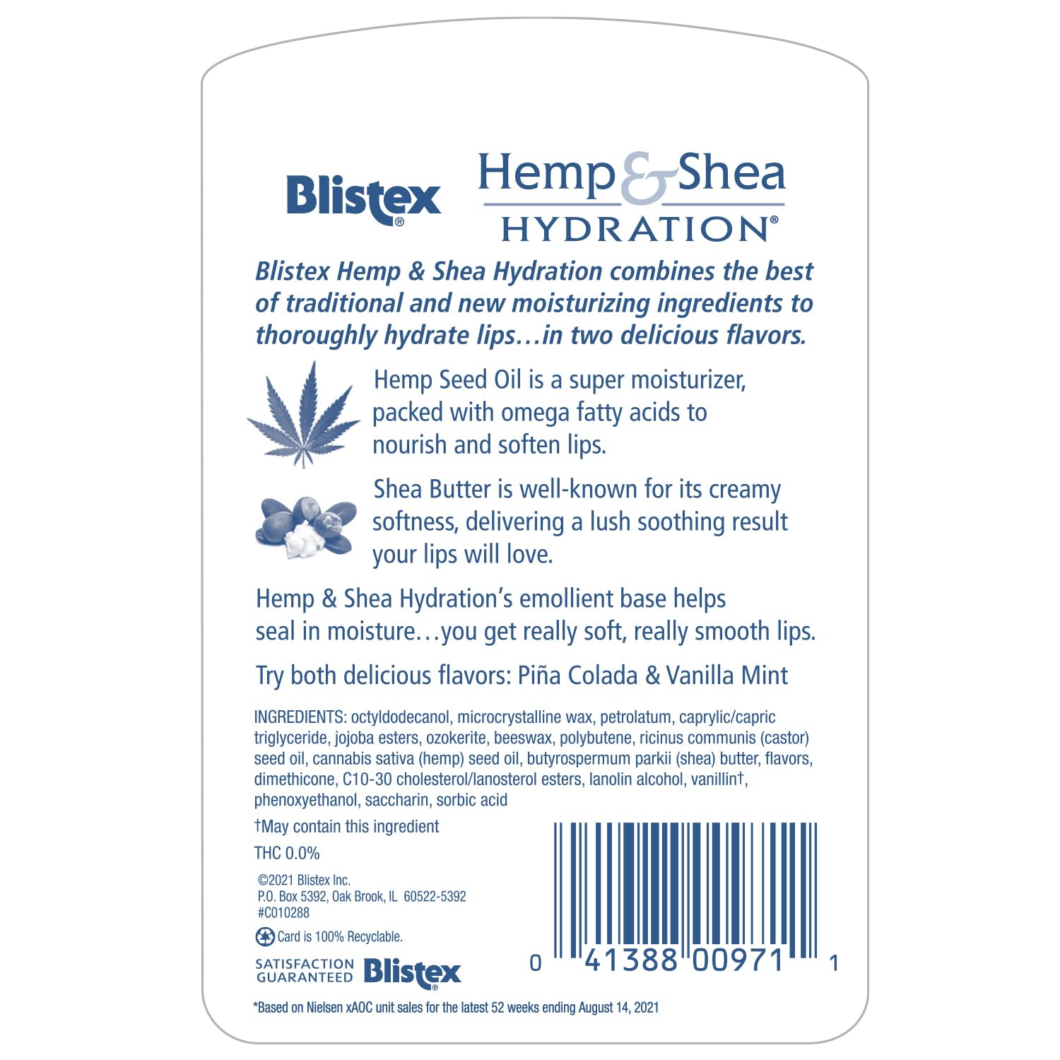 Blistex Canamo y Karité hidratación, dúo de dos unidades para llevar.