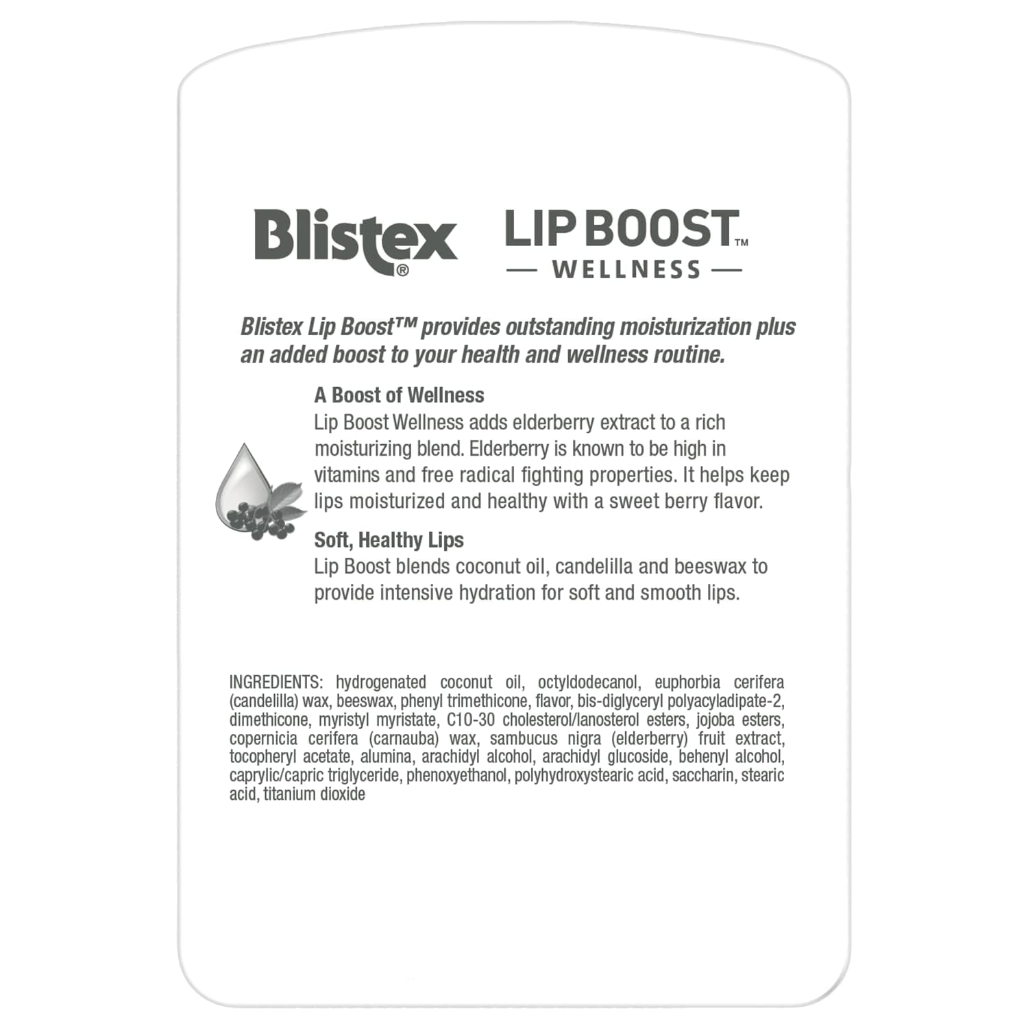 Blistex Lip Boost Wellness lips-application shows smooth, moisturized lips with elderberry extract