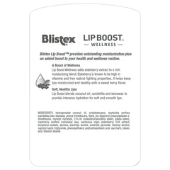 Blistex Lip Boost Wellness lips-application shows smooth, moisturized lips with elderberry extract