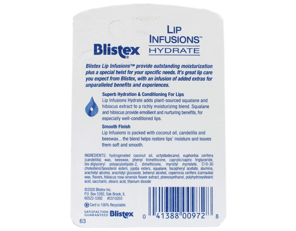 Textura cremosa de Blistex Lip Infusions Hydrate para una aplicación rápida y confortable.