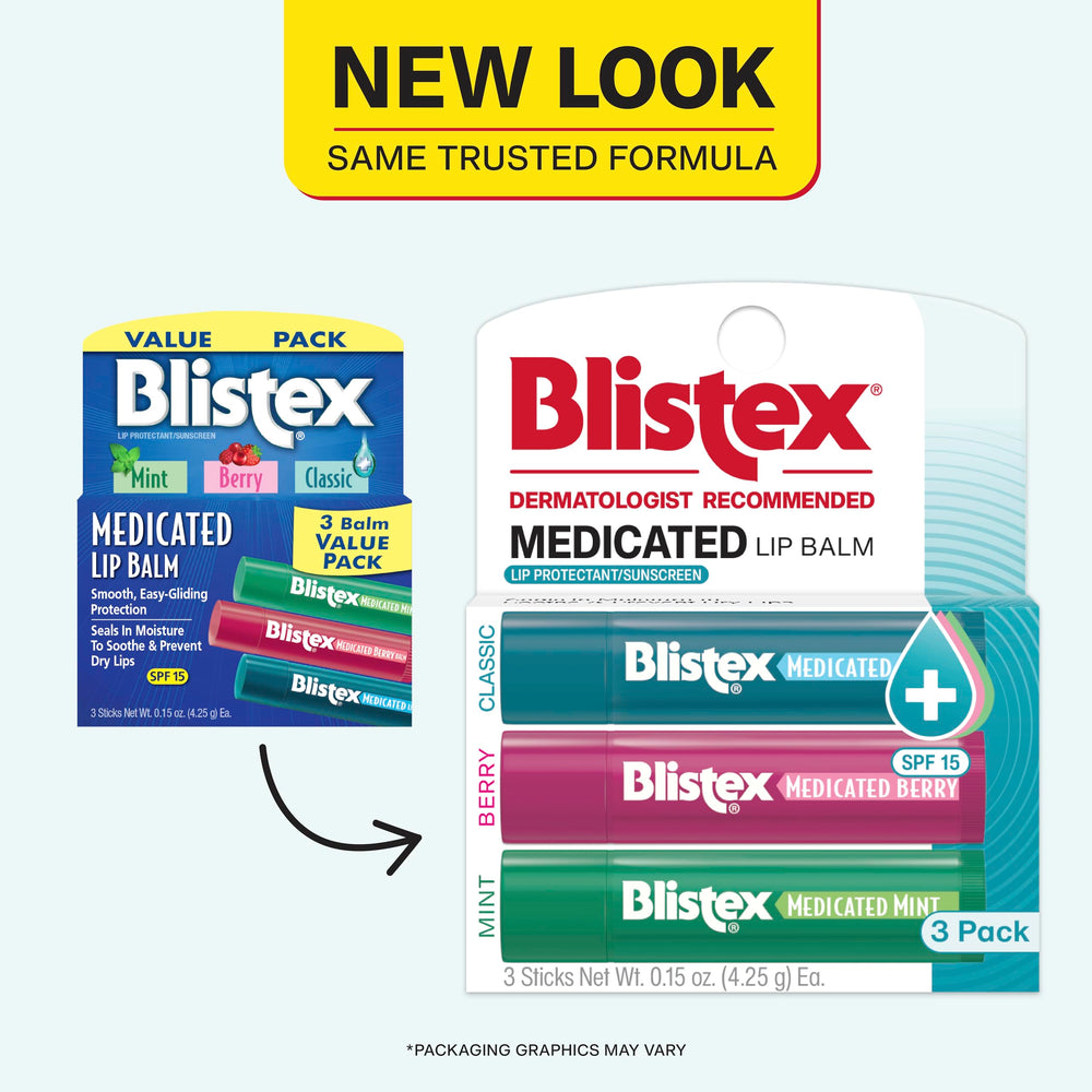 Blistex Medicated Lip Balm mint tube, refreshing scent with long-lasting hydration.