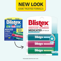 Blistex Medicated Lip Balm mint tube, refreshing scent with long-lasting hydration.