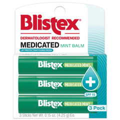 Blistex Medicated Mint Balm tube offers quick soothing moisture for dry lips on the go.