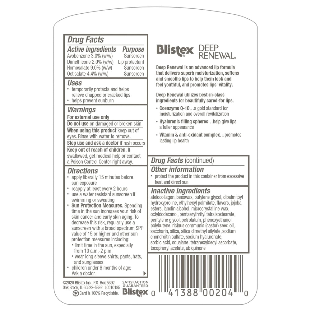Blistex Renovación Profunda: conjunto de cuatro bálsamos para hidratación duradera.