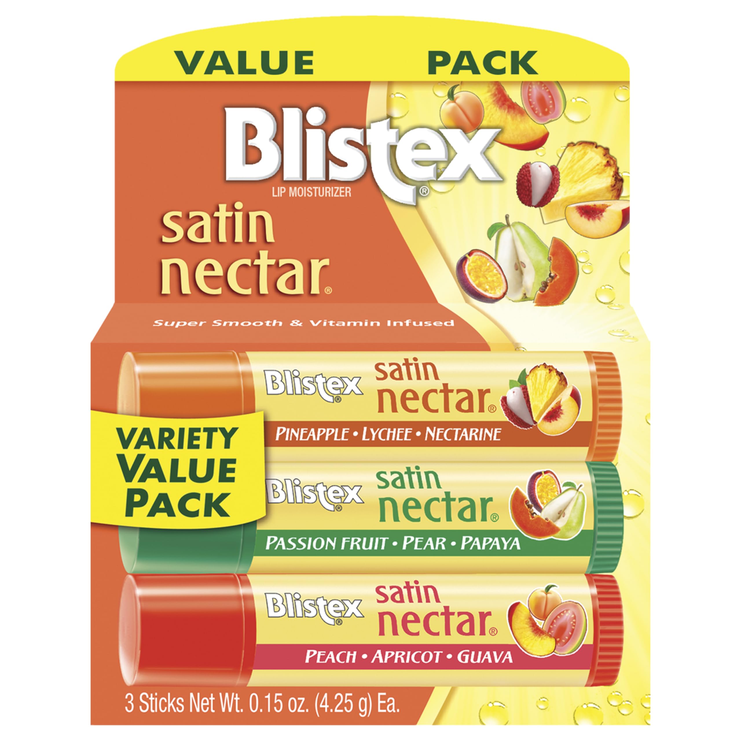 Blistex Satin Nectar peach guava apricot balm for lasting moisture