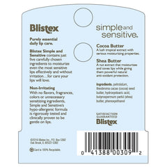 Blistex Simple & Sensitive pack of 4 for reliable lip care at home or on the go