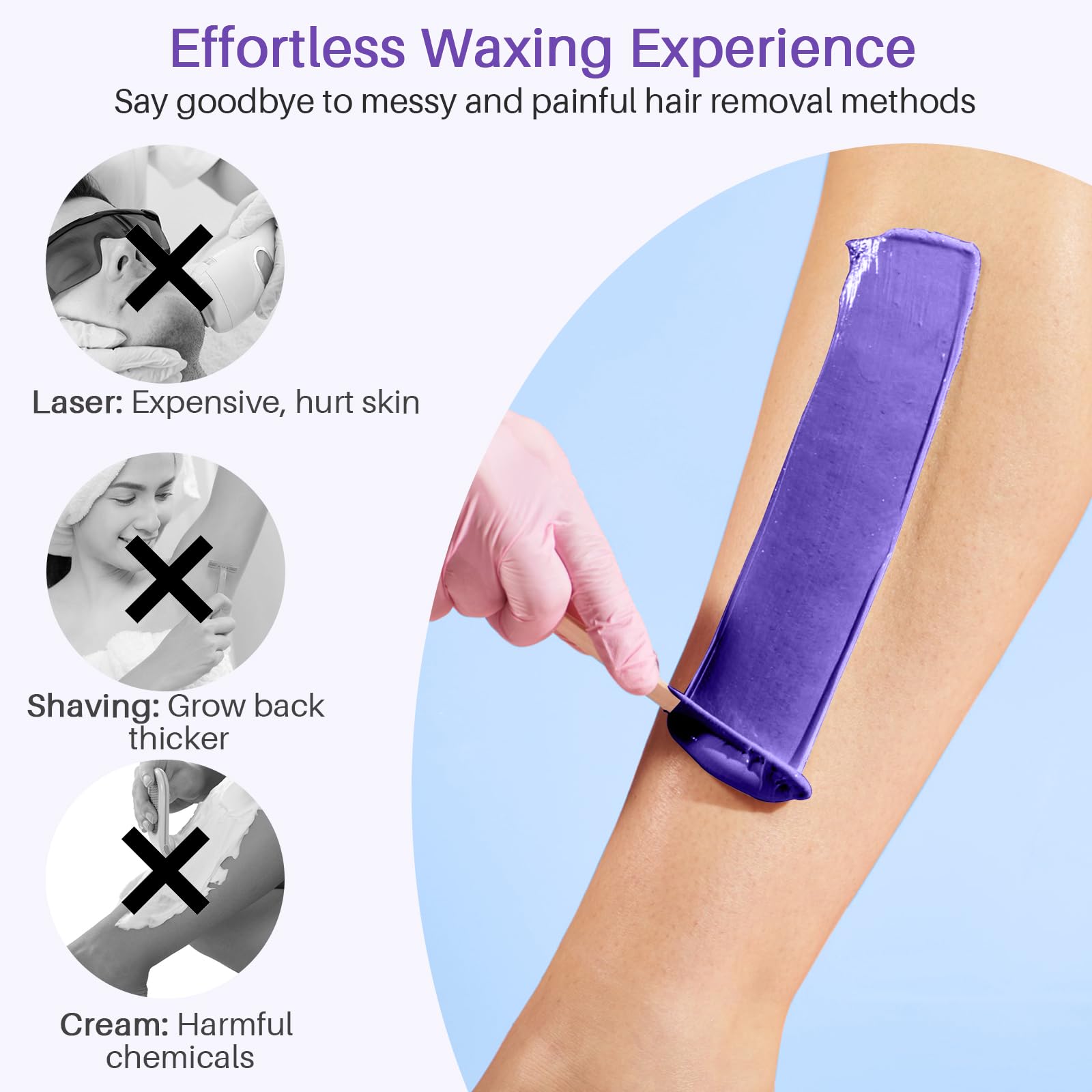 BLITZWAX Brazilian bikini wax beads ready for precise body contour waxing.