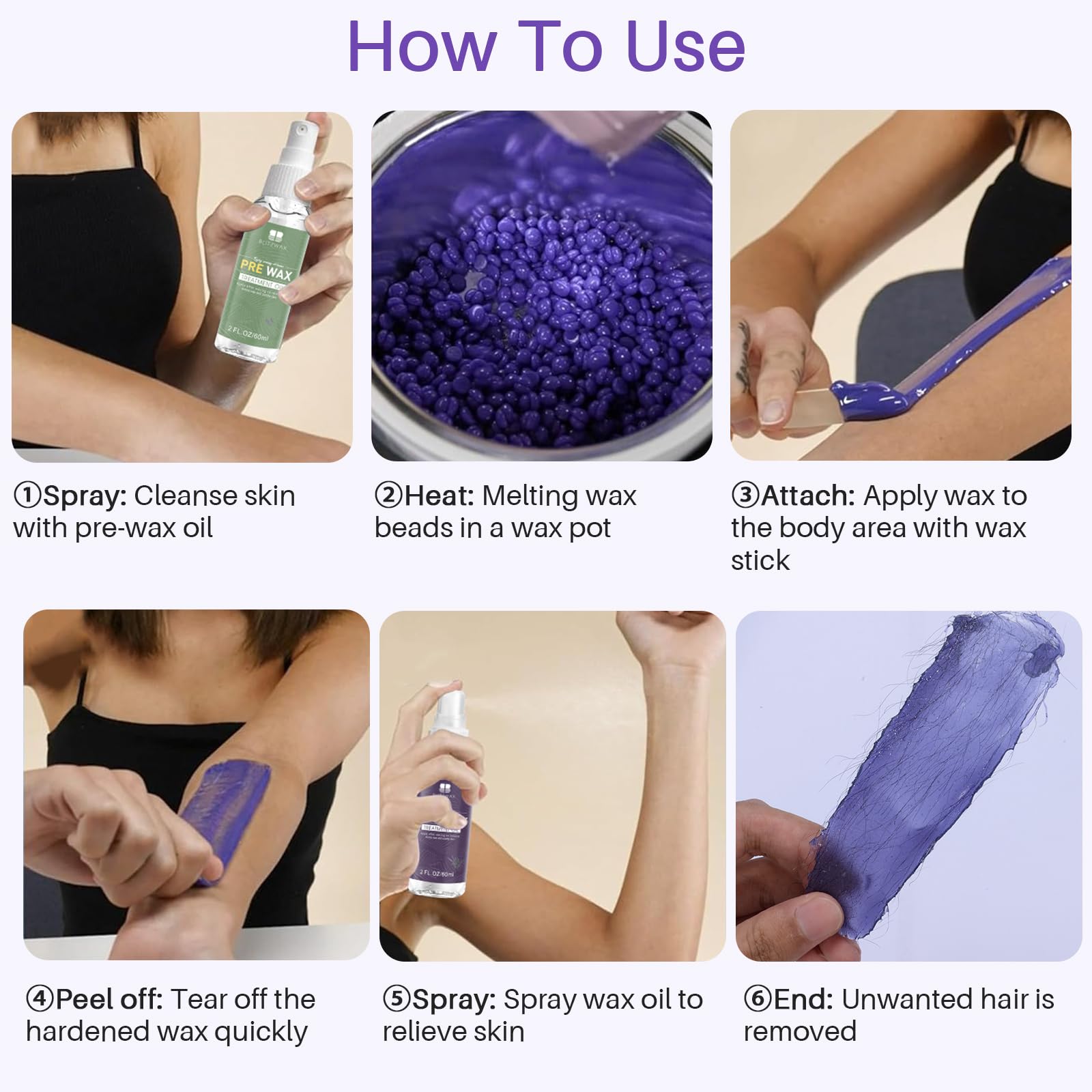 BLITZWAX facial wax application area demonstrates gentle hair removal.
