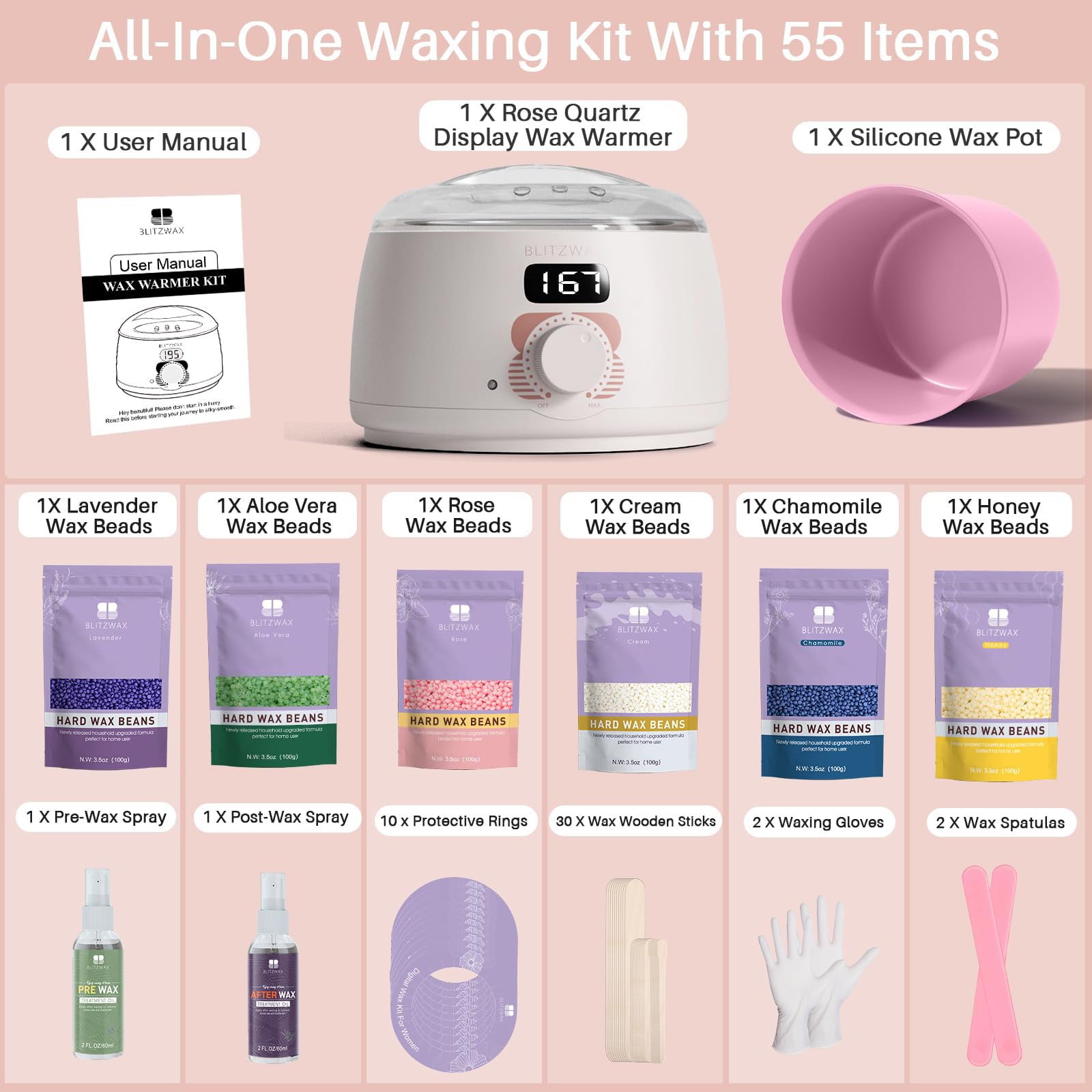 BLITZWAX hard wax beads for strong root hair removal