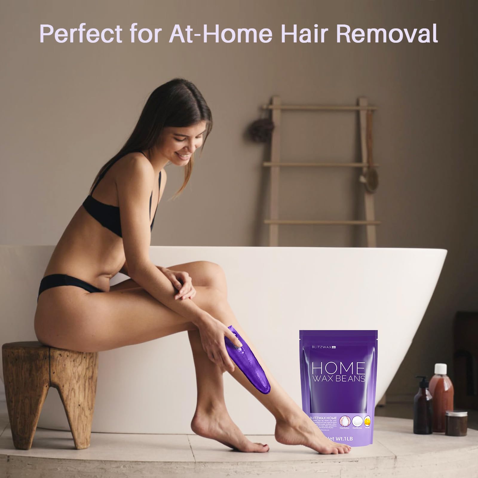 BLITZWAX Lavender beads featuring HRIPT certification noted for safety.