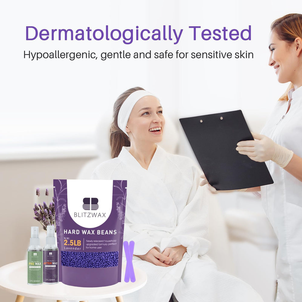 BLITZWAX sensitive skin formula beads designed to minimize irritation.