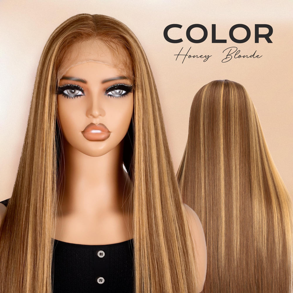 BLL Lace Front Wig Honey Blonde 30in cap detail reveals breathable lace and fit