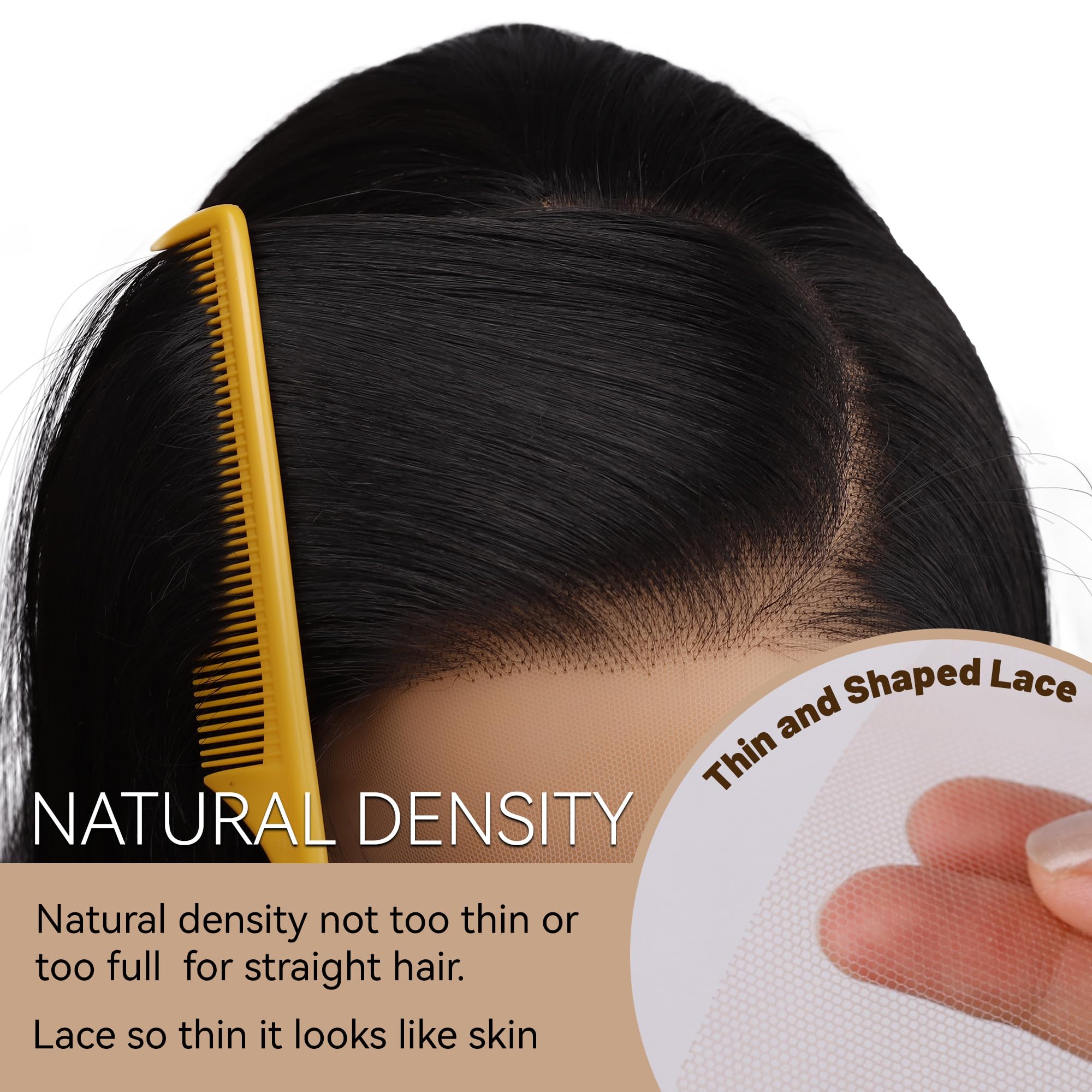 BLL long straight 1B black wig highlighting everyday styling