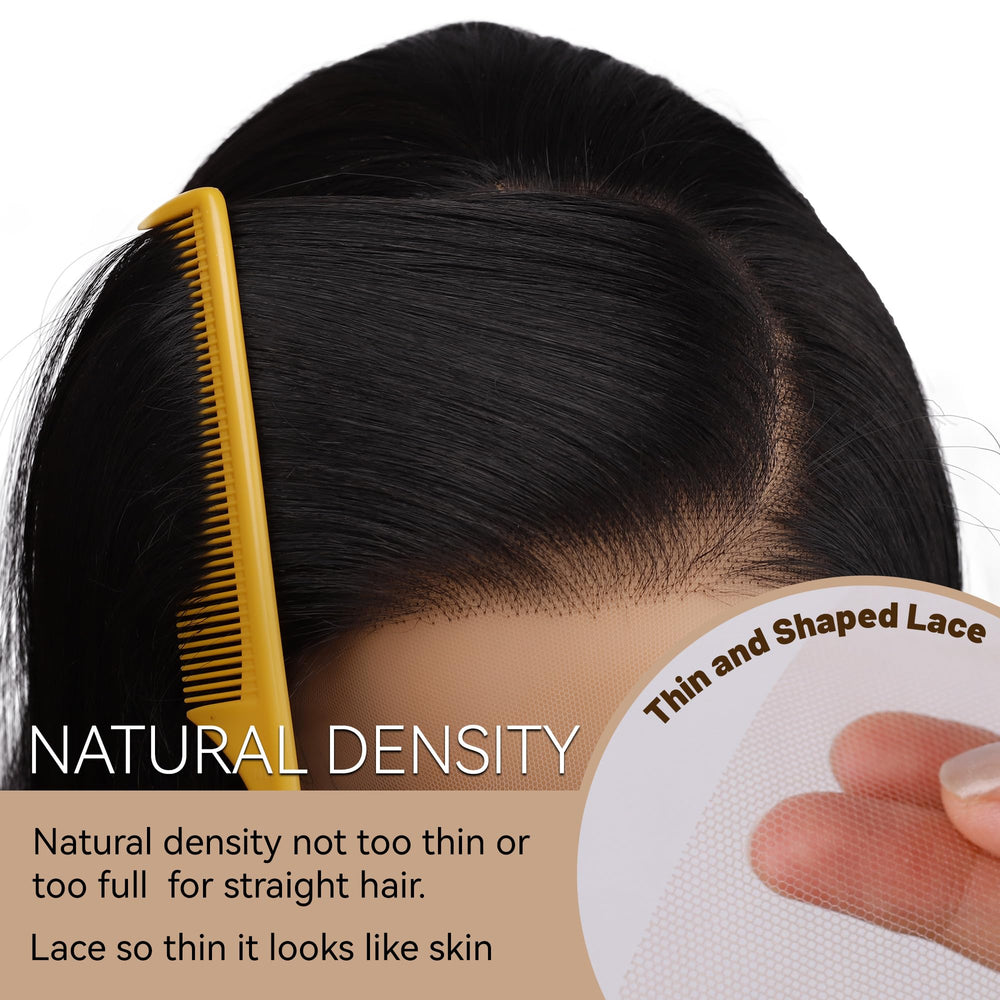 BLL long straight 1B black wig highlighting everyday styling