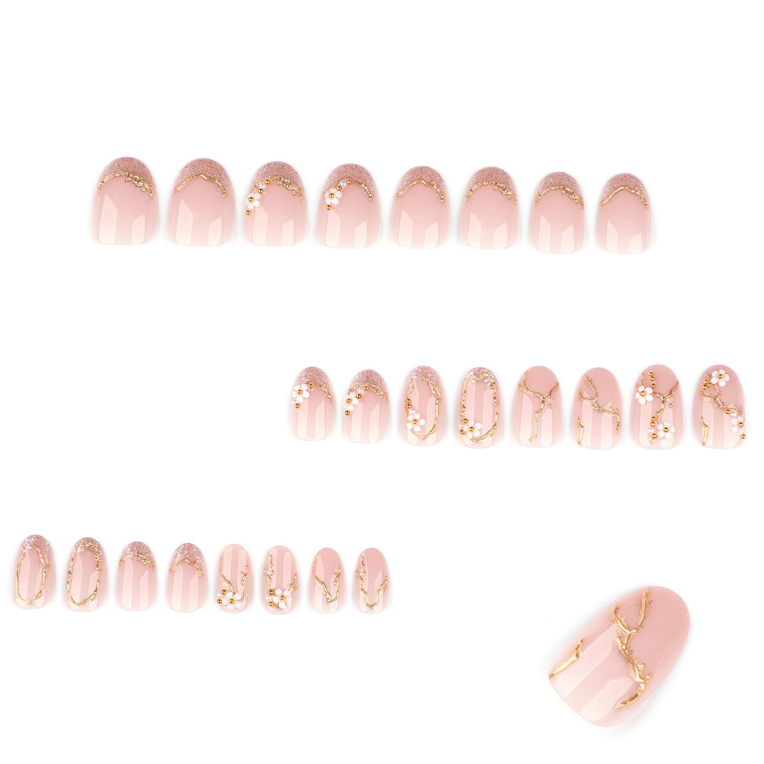 Bloazife 24 piezas de uñas postizas listas para combinar