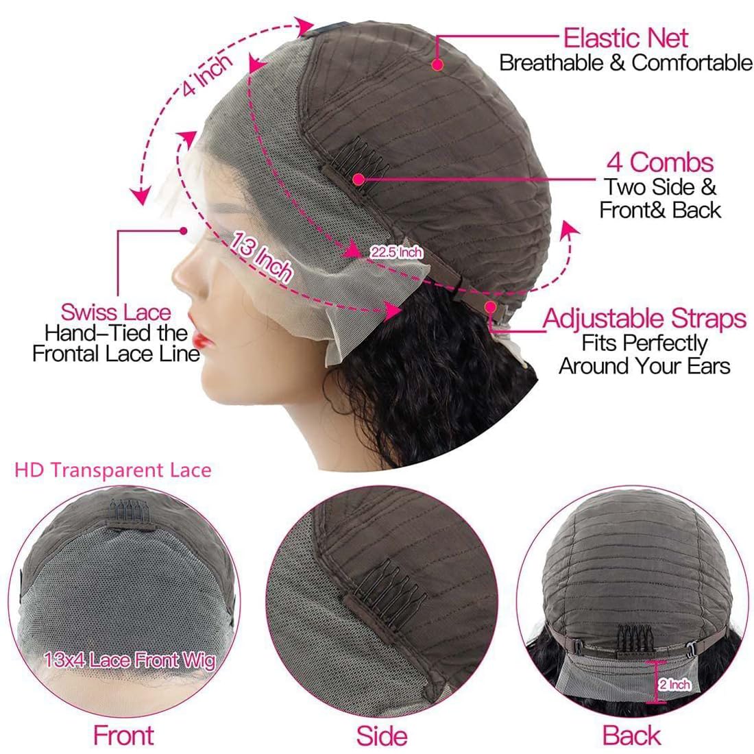 Blockice Pixie Cut Wig glueless strap demonstrates secure fit and easy wear.