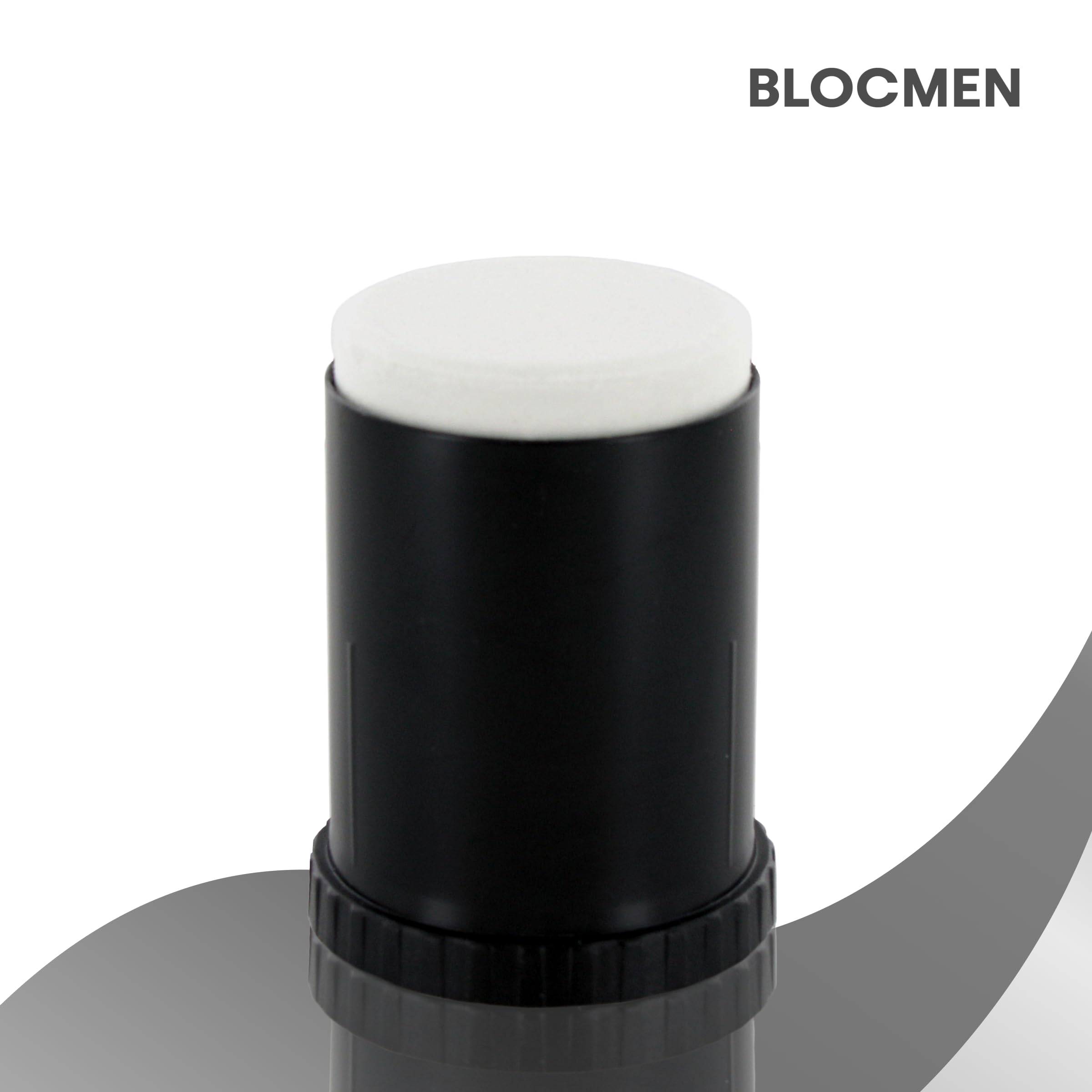 Blocmen Derma Pre Shave Powder Stick applied on the face for smoother prep.