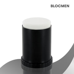 Blocmen Derma Pre Shave Powder Stick applied on the face for smoother prep.