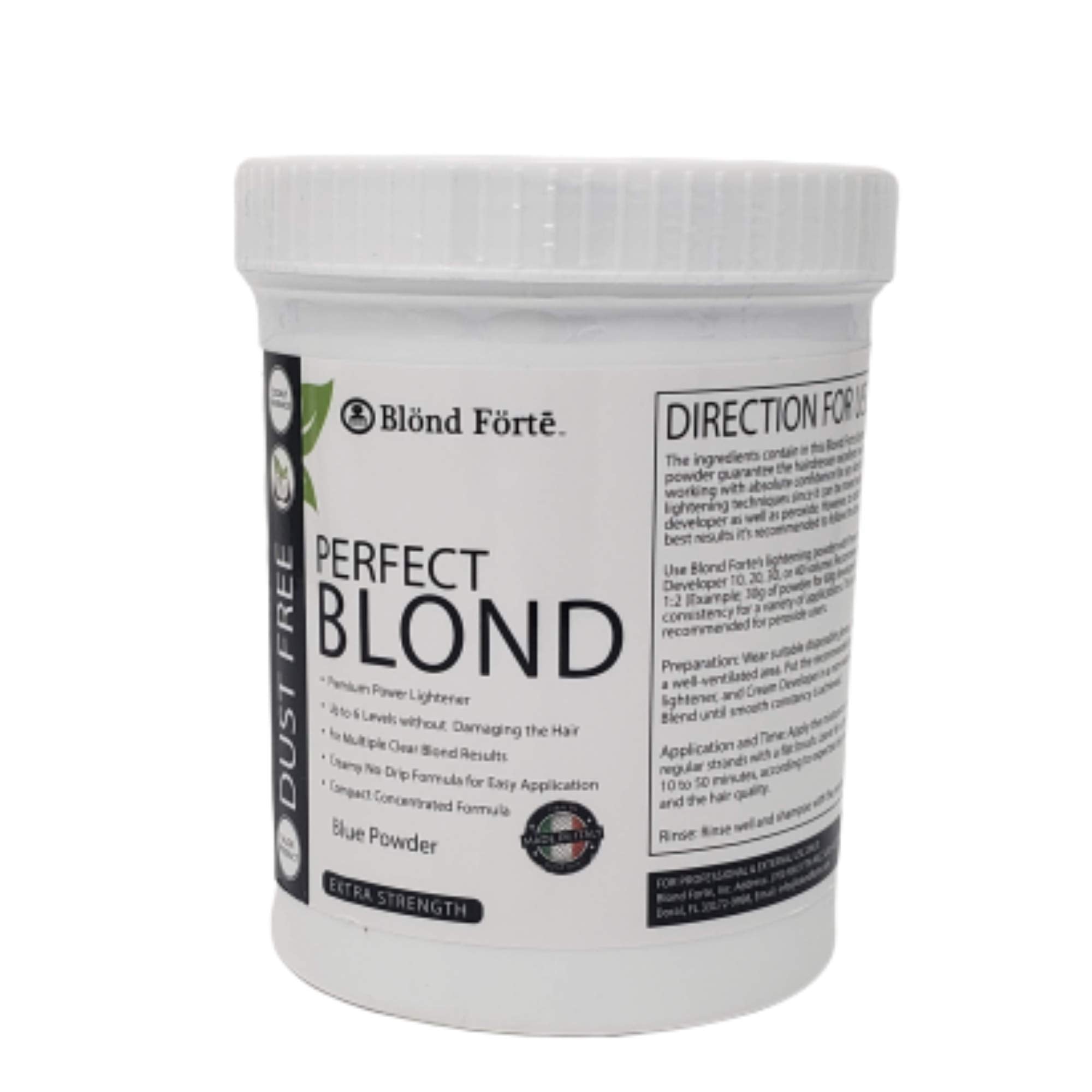 Blond Forte Perfect Blond tub front showing premium professional lightener.