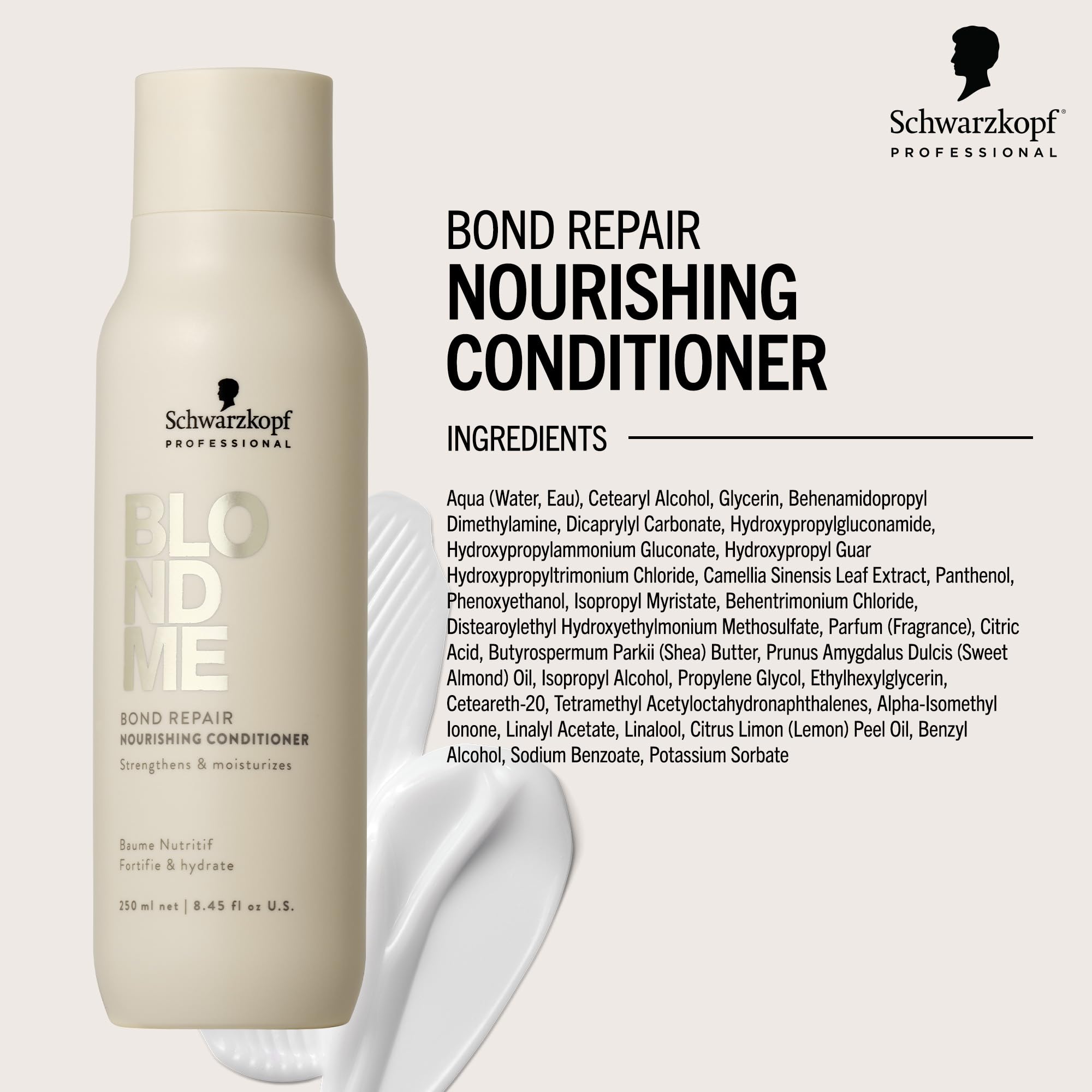 BlondMe Bond Repair Nourishing Conditioner applied to hair facilitates detangling