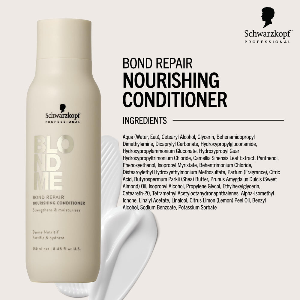 BlondMe Bond Repair Nourishing Conditioner applied to hair facilitates detangling