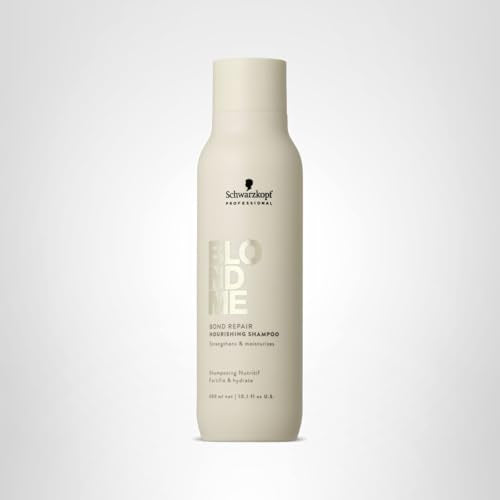 BlondMe Bond Repair Nourishing Shampoo on blonde hair with healthy glow