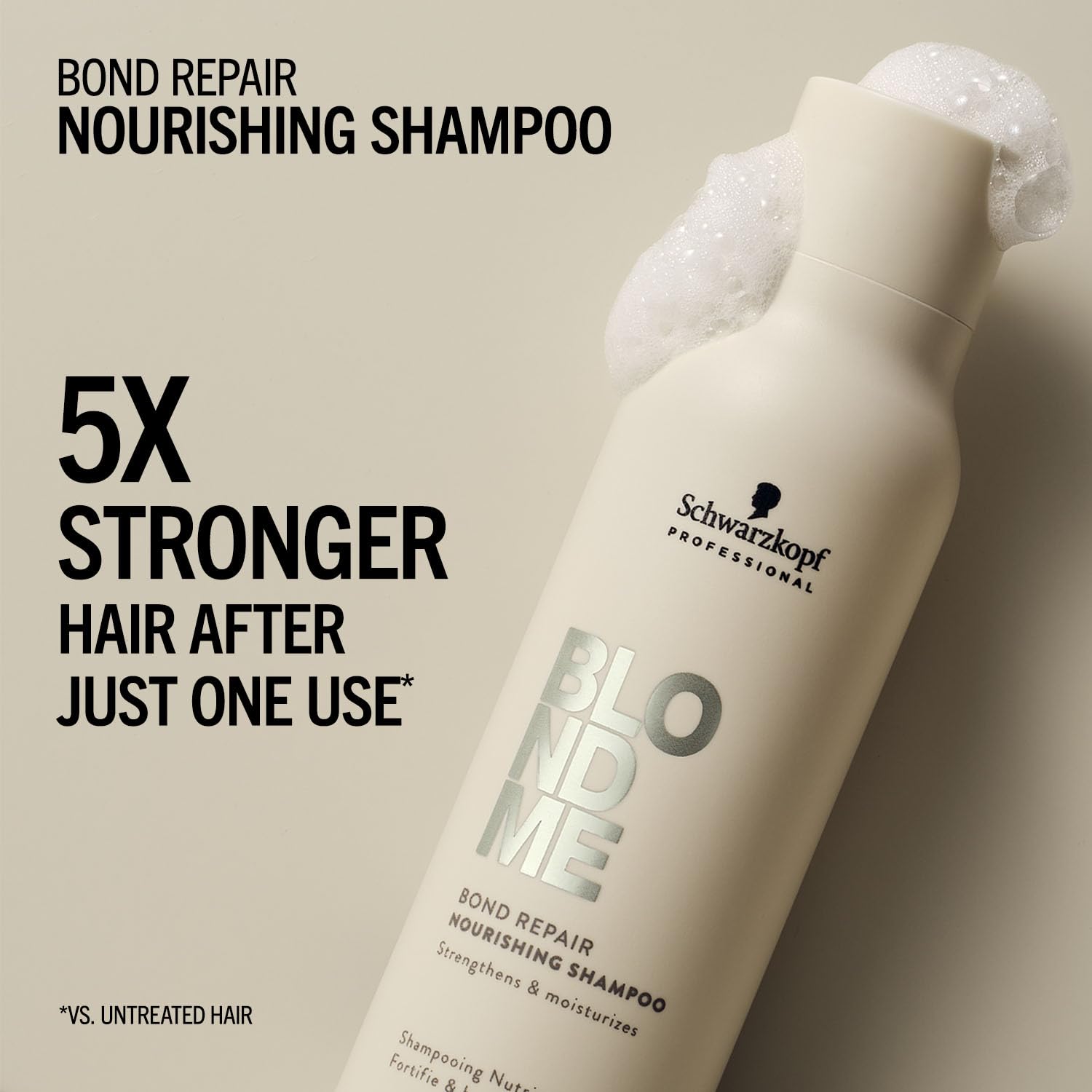 Shiny blonde hair after BlondMe Bond Repair Nourishing Shampoo wash