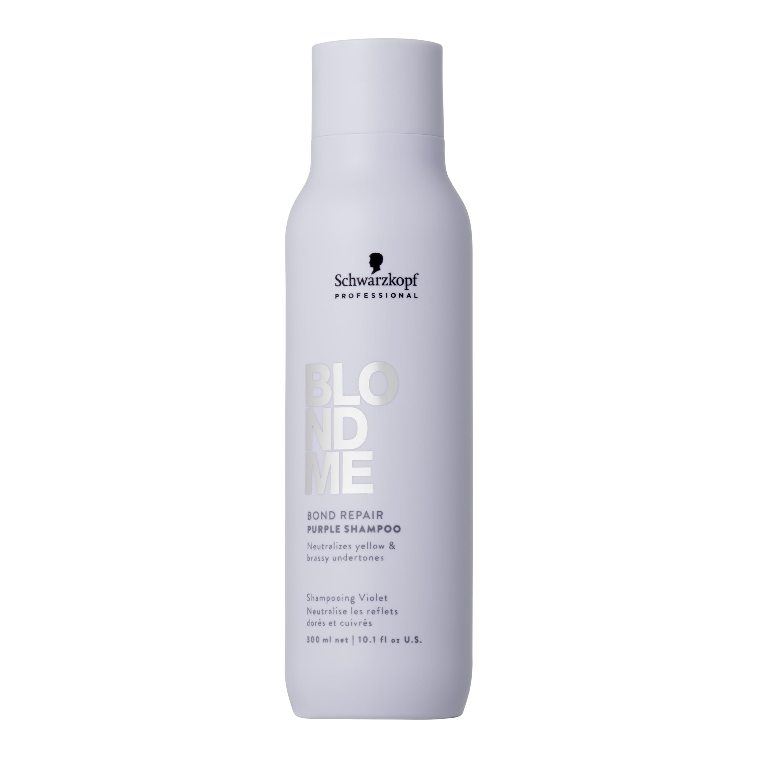 BlondMe Bond Repair Purple Shampoo bottle supports color-safe toning for cool blondes
