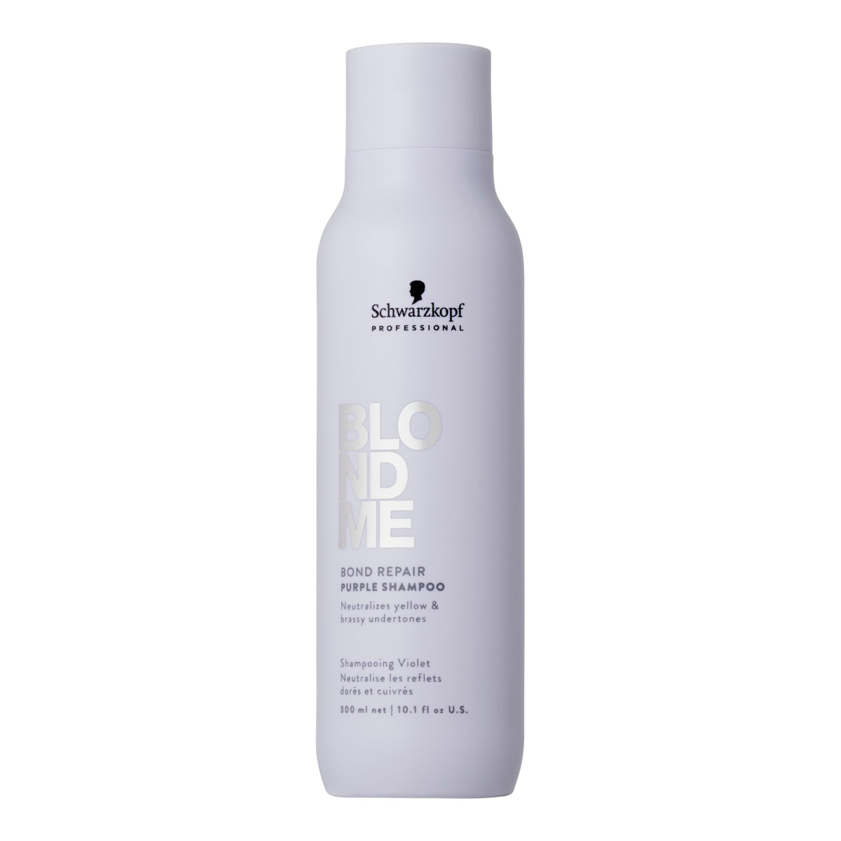 BlondMe Bond Repair Purple Shampoo bottle supports color-safe toning for cool blondes