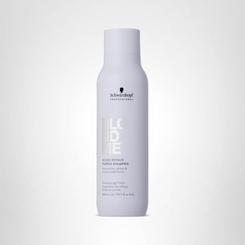 BlondMe Bond Repair Purple Shampoo packaging conveys premium bond-repair care