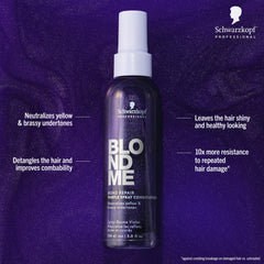 BlondMe Bond Repair Purple Spray Conditioner spray application for quick toning and detangling
