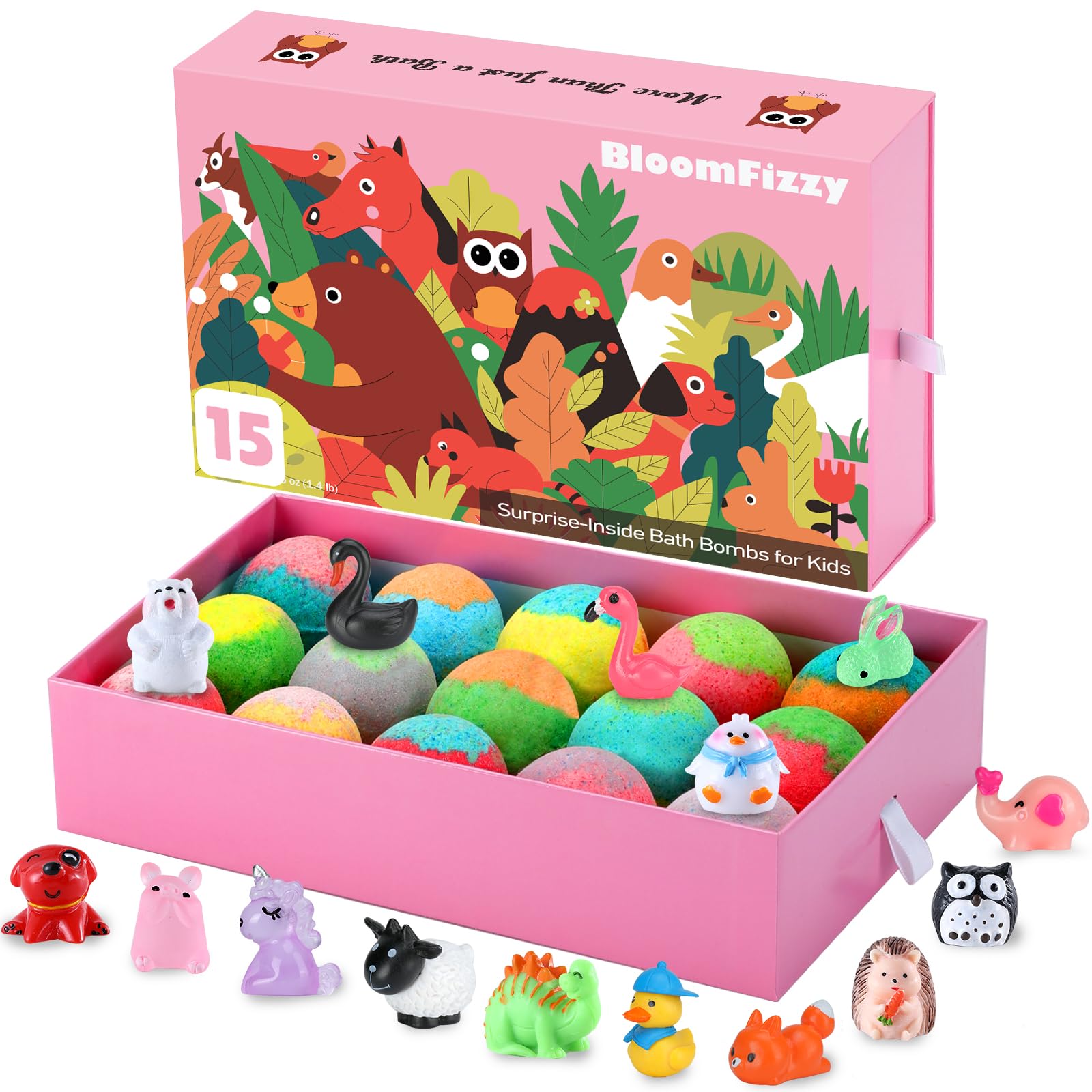 BloomFizzy bombas baño jungla: burbujeo suave y colores vibrantes sin manchar la piel