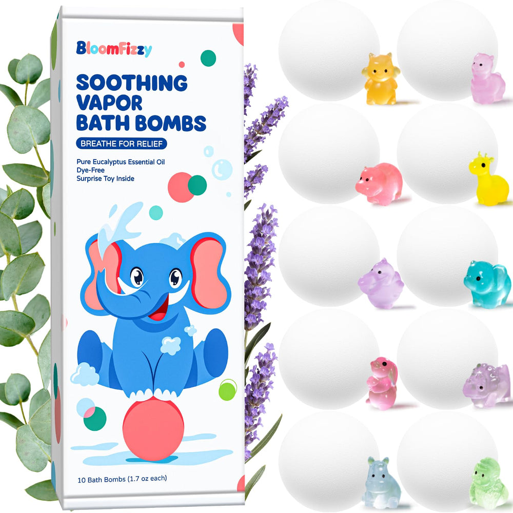Bomba BloomFizzy con vapor calmante para niños, ideal para relajación en el baño